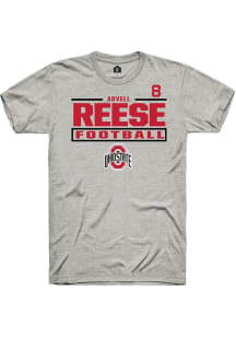 Arvell Reese Ohio State Buckeyes Ash Football NIL Stacked Box Short Sleeve Player T Shirt