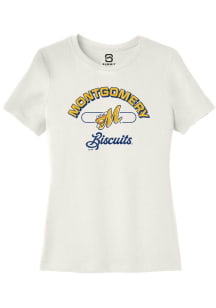 Summit Sportswear Montgomery Biscuits Womens White Vintage Arch Script Short Sleeve T-Shirt