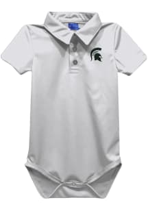 Vive La Fete Michigan State Spartans Baby White Team Short Sleeve One Piece Polo