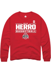 Myles Herro Ohio State Buckeyes Mens Red NIL Stacked Box Player Crew