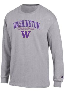 Champion Washington Huskies Grey Grandma Script Jersey Long Sleeve T Shirt