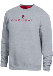 Champion Cincinnati Bearcats Mens Grey Flat Name Contrast Long Sleeve Crew Sweatshirt