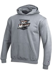 Champion Kansas City Mavericks Youth Grey Shield Long Sleeve Hoodie