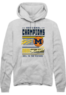 Summit Sportswear Michigan Wolverines Mens Ash MBB National Champs 2026 Magazine Long Sleeve Hoodi..