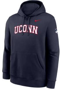 Nike UConn Huskies Mens Navy Blue Twill Club Fleece Long Sleeve Hoodie