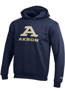 Champion Akron Zips Youth Navy Blue Powerblend Long Sleeve Hoodie