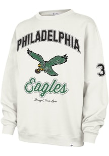 47 Philadelphia Eagles Womens White Stoney Clover Glitter Oversized Crew Sweatshirt