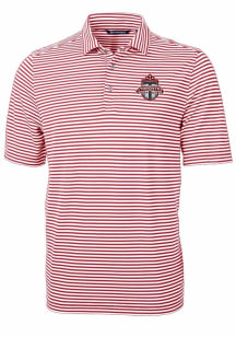 Cutter and Buck Toronto FC Mens Red Virtue Eco Pique Stripe Short Sleeve Polo