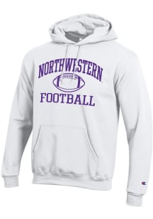 Champion Northwestern Wildcats Mens White Football Icon Powerblend Long Sleeve Hoodie