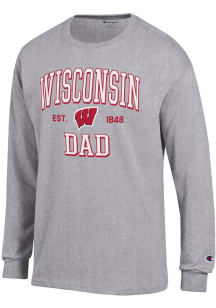 Champion Wisconsin Badgers Grey Est Date Dad Jersey Long Sleeve T Shirt