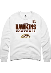 Chase Dawkins Western Michigan Broncos Mens White Football NIL Stacked Box Player Crew