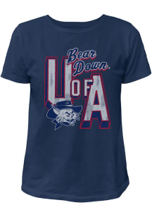 Original Retro Brand Arizona Wildcats Womens Navy Blue Cut Off Hooded Sweatshirt