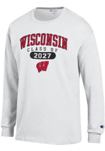 Champion Wisconsin Badgers White Class of 2027 Jersey Long Sleeve T Shirt