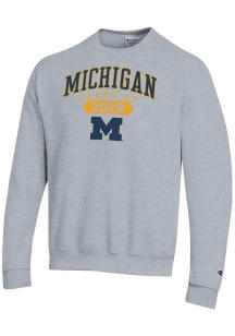 Champion Michigan Wolverines Mens Grey Class of 2028 Powerblend Long Sleeve Crew Sweatshirt