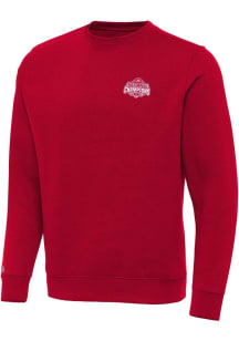 Antigua Ohio State Buckeyes Mens Red 2024 Football National Champions Victory Long Sleeve Crew Swe..