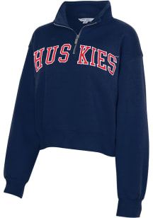 UConn Huskies Womens Navy Blue Cropped Sport Fleece Qtr Zip