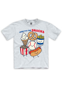 Wrigleyville Youth Ash Here for the Snacks Short Sleeve T-Shirt