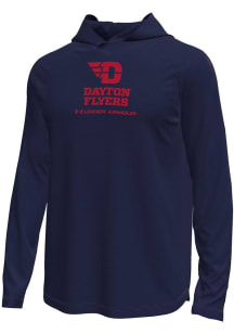 Under Armour Dayton Flyers Mens Navy Blue Logo Tech Stretch Hood