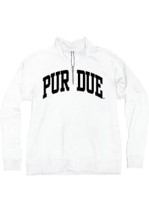 Blue 84 Purdue Boilermakers Womens White Sanded Fleece Qtr Zip
