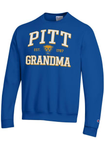Champion Pitt Panthers Mens Blue Est. Date Grandma Powerblend Long Sleeve Crew Sweatshirt