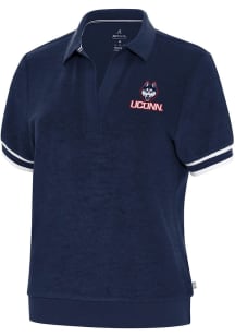 Antigua UConn Huskies Womens Navy Blue Favorite Short Sleeve Polo Shirt