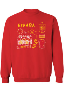 Vive La Fete Spain National Team Womens Red Jean Impressions Crew Sweatshirt