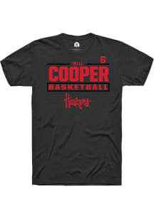 Will Cooper Nebraska Cornhuskers Black NIL Stacked Box Short Sleeve Player T Shirt