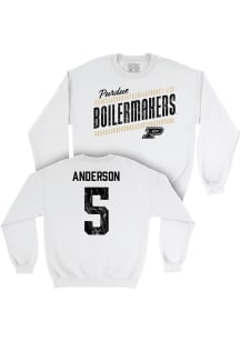 Taylor Anderson  Campus Ink Purdue Boilermakers Youth White NIL Slant Long Sleeve Crew Sweatshirt