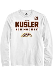 Ryan Kusler Western Michigan Broncos White NIL Stacked Box Long Sleeve Player T Shirt