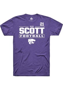 jojo scott K-State Wildcats Purple Football NIL Stacked Box Short Sleeve Player T Shirt