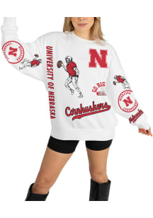 Gameday Couture Nebraska Cornhuskers Womens White Prime Time Crew Sweatshirt