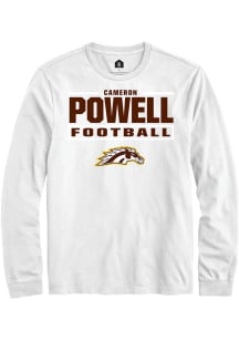 Cameron Powell Western Michigan Broncos White Football NIL Stacked Box Long Sleeve Player T Shirt