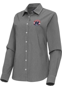 Antigua Washington Wizards Womens Porter Long Sleeve Black Dress Shirt