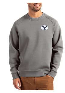 Cutter and Buck BYU Cougars Mens Graphite Roam Long Sleeve Crew Sweatshirt
