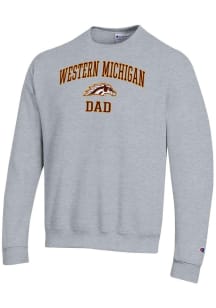 Champion Western Michigan Broncos Mens Grey Arch Logo Dad Powerblend Long Sleeve Crew Sweatshirt