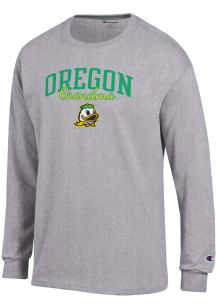 Champion Oregon Ducks Grey Grandma Script Jersey Long Sleeve T Shirt
