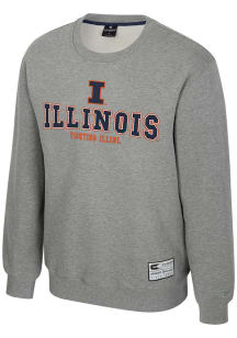 Colosseum Illinois Fighting Illini Mens Grey Yes Chef Long Sleeve Crew Sweatshirt