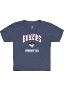 Summit Sportswear UConn Huskies Youth Navy Blue Women's Swim & Dive Short Sleeve T-Shirt