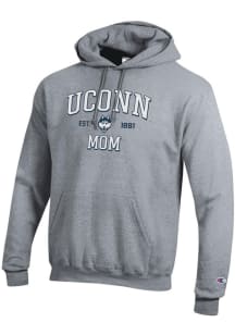 Champion UConn Huskies Mens Grey EST Date Mom Powerblend Long Sleeve Hoodie