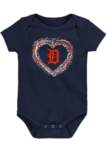 Detroit Tigers Baby Navy Blue Heart Shot Short Sleeve One Piece
