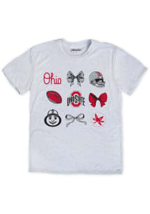 Ohio State Buckeyes Girls Ash Coquette Short Sleeve Tee
