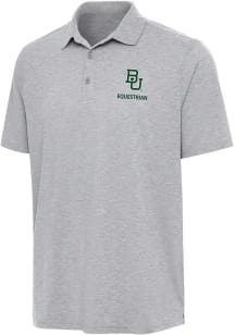 Antigua Baylor Bears Mens Grey Heather Equestrian Par 3 Short Sleeve Polo