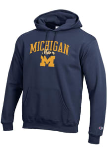 Champion Michigan Wolverines Mens Navy Blue Mom Script Powerblend Long Sleeve Hoodie