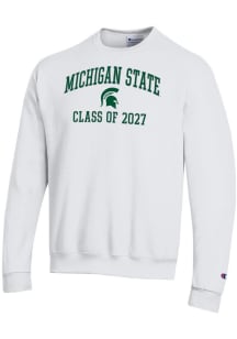 Champion Michigan State Spartans Mens White Font Class of 2027 Powerblend Long Sleeve Crew Sweatsh..