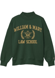 League William & Mary Tribe Womens Green Diana Law Mock Neck Crew Sweatshirt