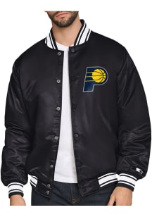 Starter Indiana Pacers Mens Black Triangle Satin Varisty Medium Weight Jacket