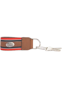 Ohio State Buckeyes Leather and Grosgrain Concho Keychain - Brown