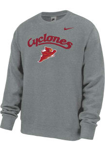 Nike Iowa State Cyclones Mens Grey Punching Cy Long Sleeve Crew Sweatshirt