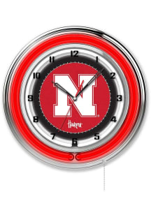 Nebraska Cornhuskers 19in Neon Wall Clock