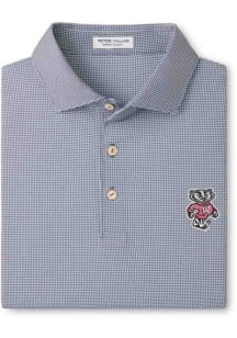 Peter Millar Wisconsin Badgers Mens Charcoal Border Short Sleeve Fashion Polo